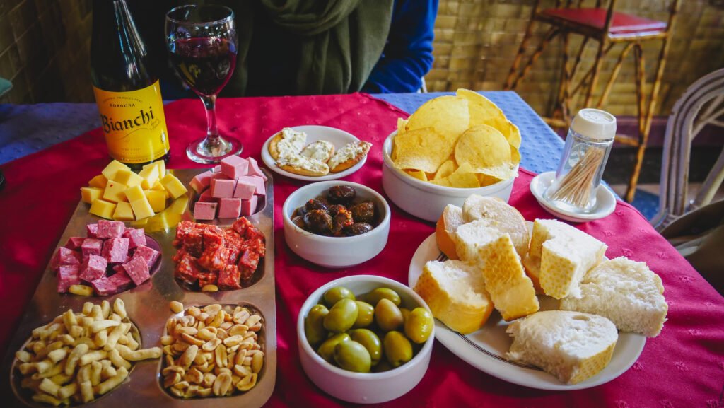 Picada snacking meal at Hotel Touring Club in Trelew, Argentina 