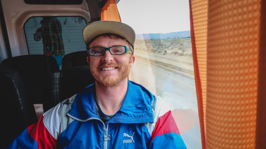 Travelling to Piedra Parada in a van on a guided tour.