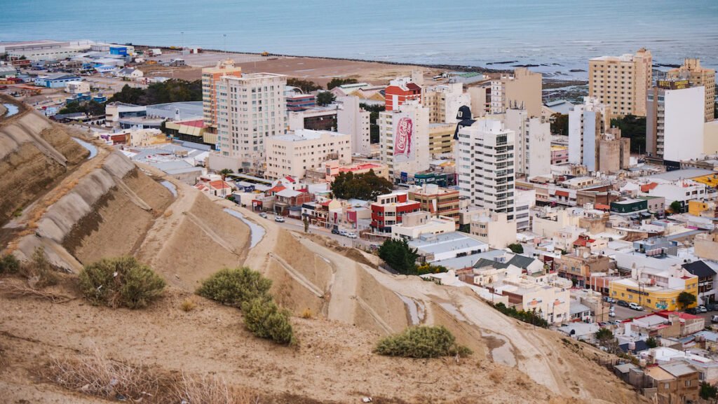 Views of Comodoro Rivadavia from Chenque Hill in Chubut, Argentina.