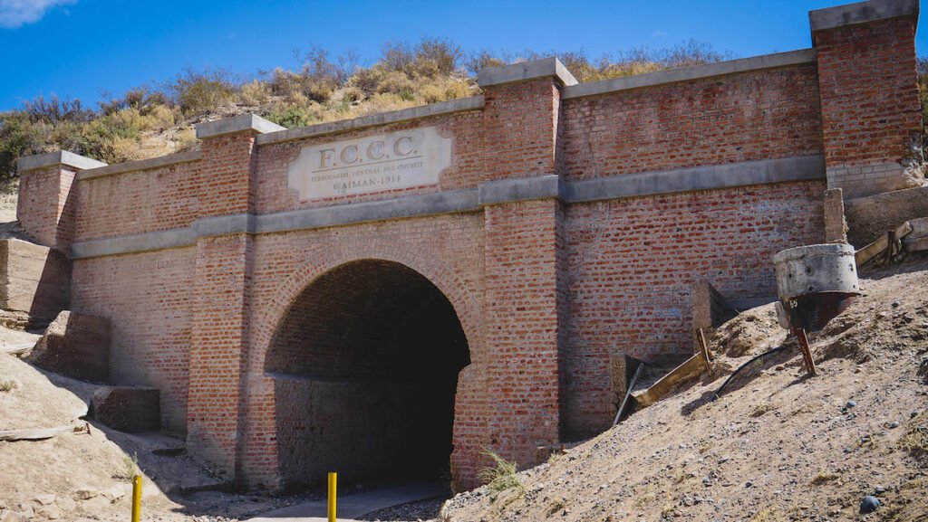 Entrance to the Central Chubut Railway Tunnel in Gaiman, Argentina.