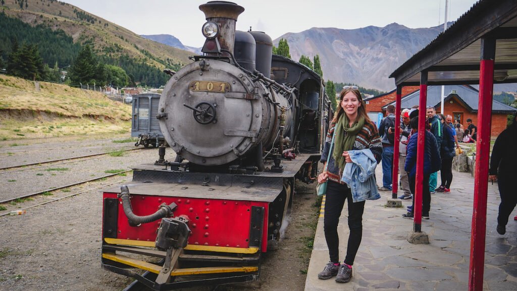 The Old Patagonian Express train departs from Esquel, Argentina 