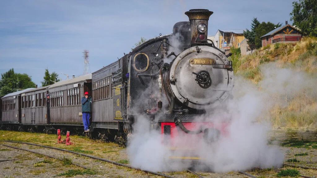 Riding the Old Patagonian Express train Esquel, Chubut.