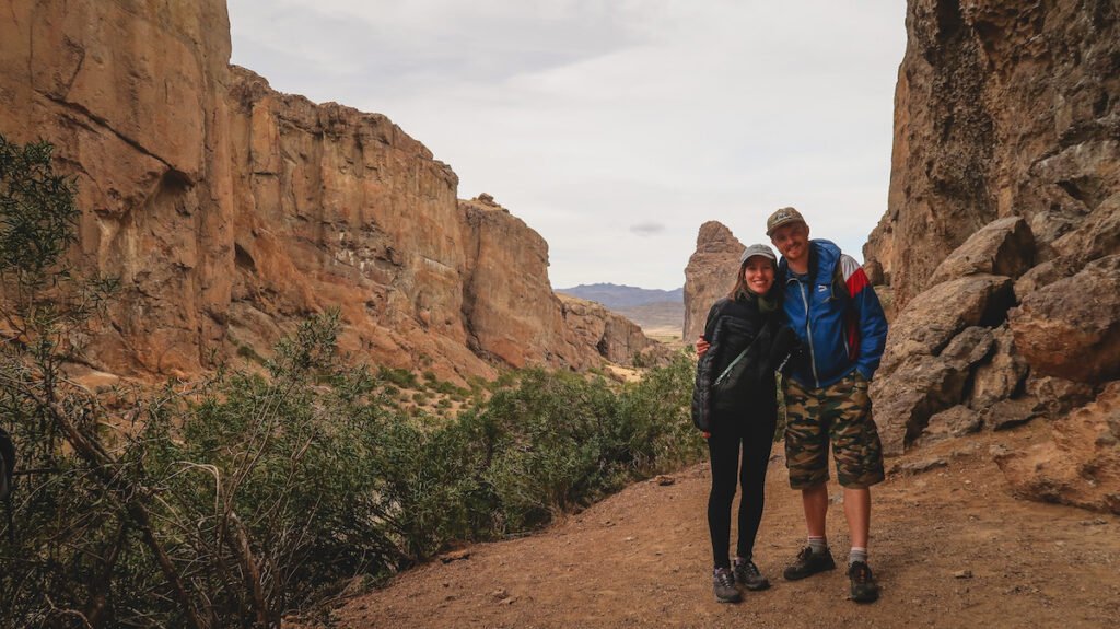 Samuel and Audrey visiting Piedra Parada in Chubut, Argentina 