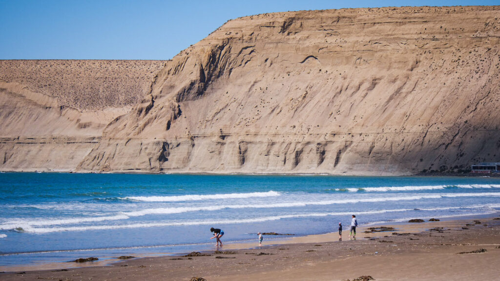 Rada Tilly Beach and the cliffs of Punta Marques in Chubut, Argentina 