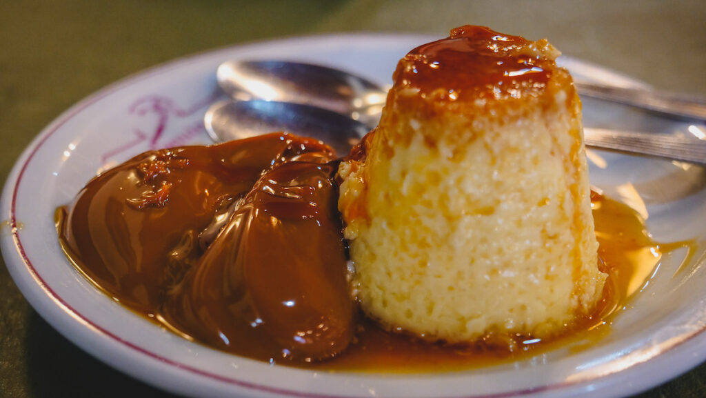 Flan with dulce de leche is a typical Argentine dessert 