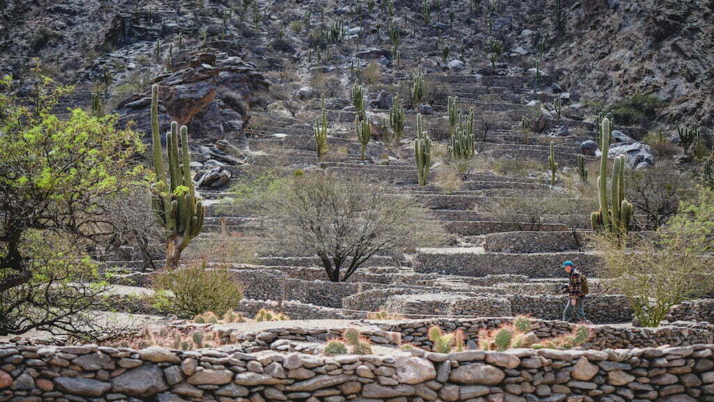 Terraces on the mountain slope at the Ruins of Quilmes in Tucuman 