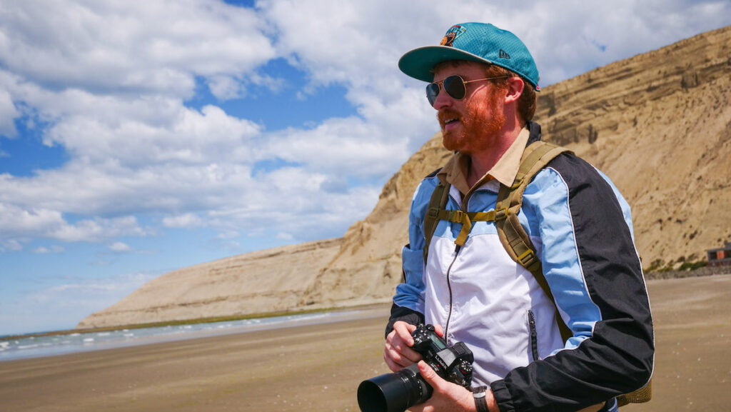 Samuel visiting the southernmost beach resort town of Rada Tilly, Argentina 