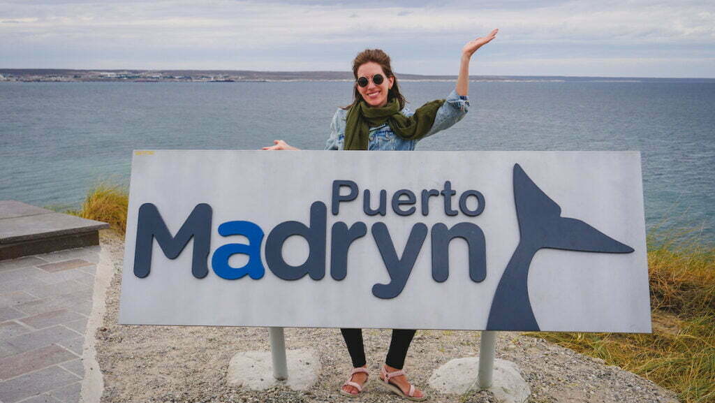 Puerto Madryn city sign in Patagonia, Argentina 
