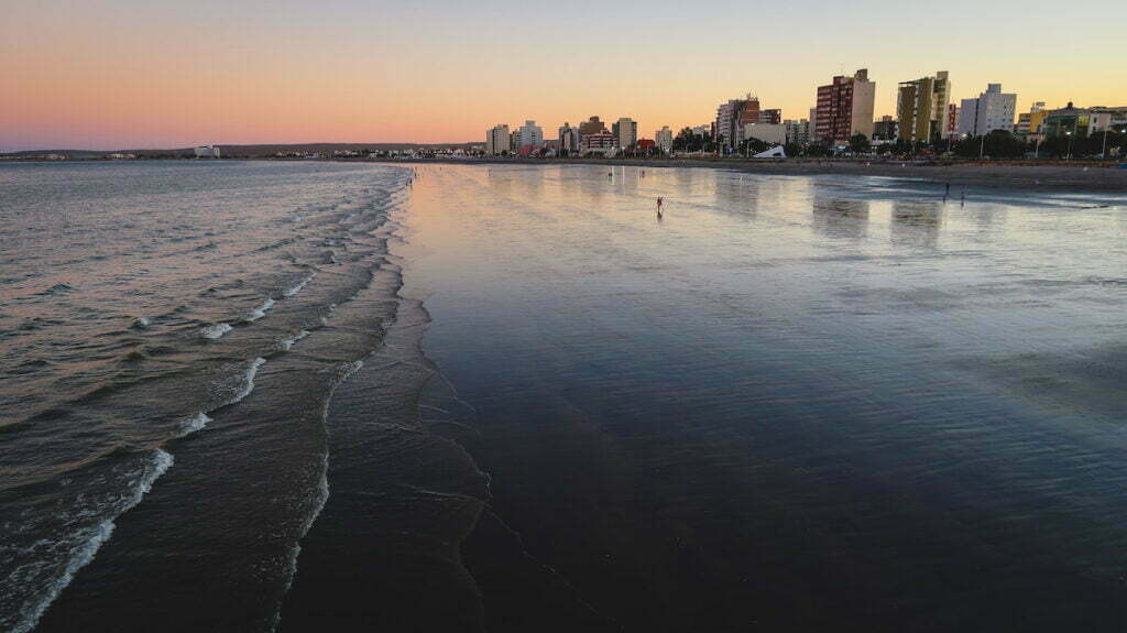 Sunset on the pier in Puerto Madryn, Argentina 