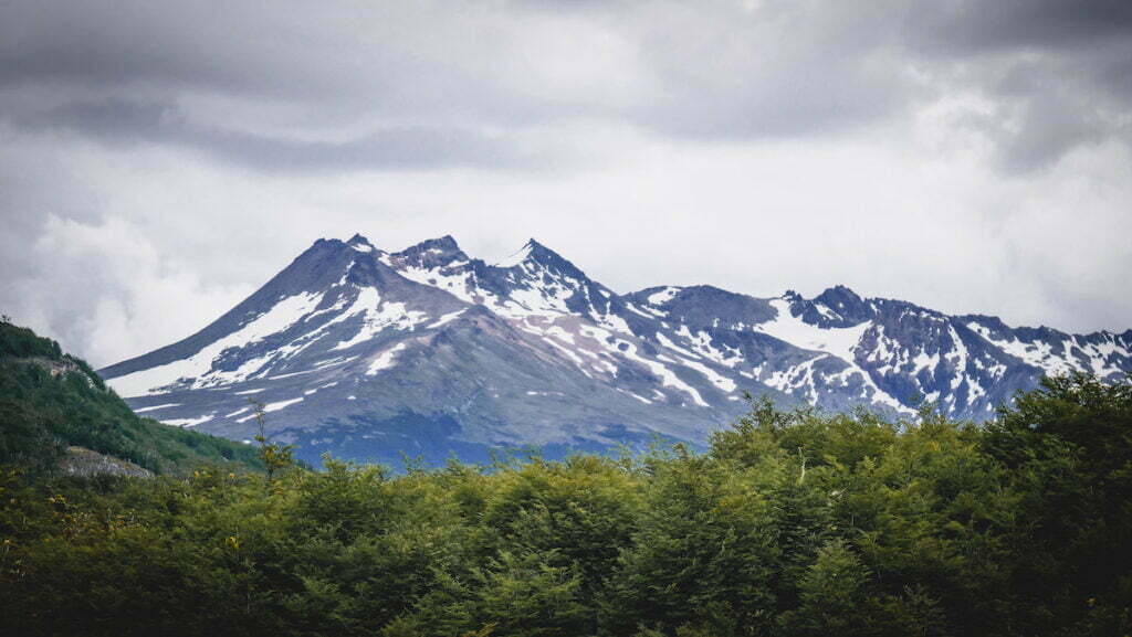 Snowcapped mountains in Tierra del Fuego National Park, Argentina 