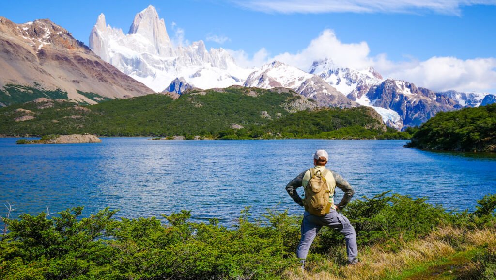 Views of Laguna Capri and Mount Fitz Roy on our Patagonia hiking trip in El Chalten