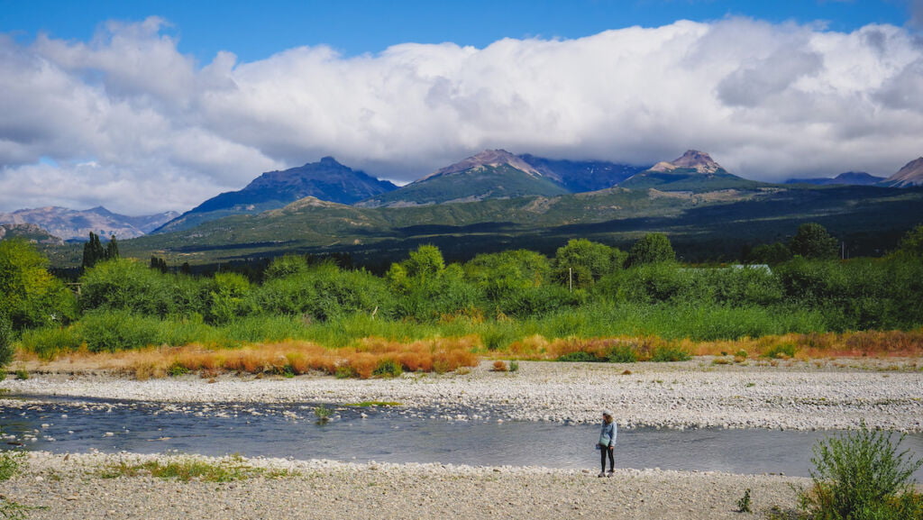 The town of Trevelin sits next to the Percy River, Patagonia