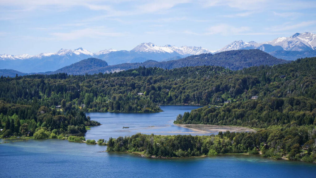 Views of lakes, forests and snow-capped mountains while driving Bariloche's Circuito Chico 