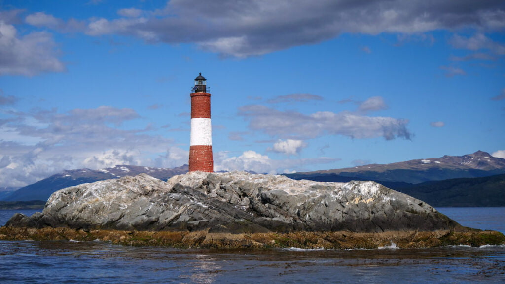 Views of Les Eclaireurs Lighthouse on a Beagle Channel Cruise