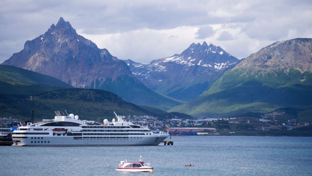 Ushuaia Harbour as seen while cruising the Beagle Channel