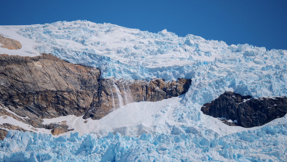 Glacier on a mountaintop in Los Glaciares National Park, Argentina 