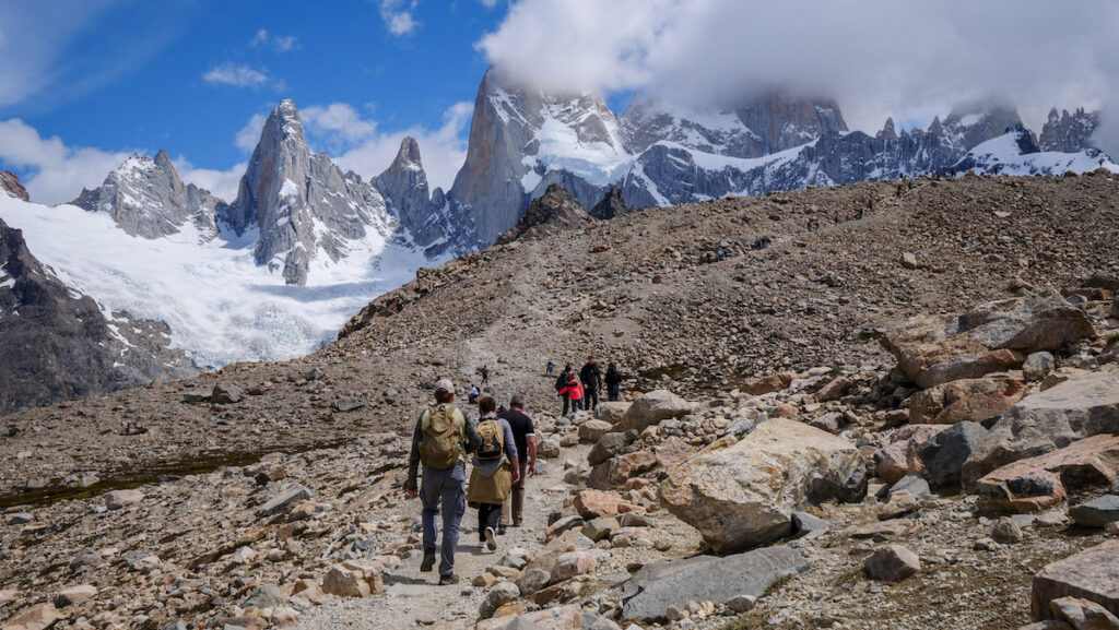 The final ascent to Laguna de los Tres is a very steep and rocky scramble.