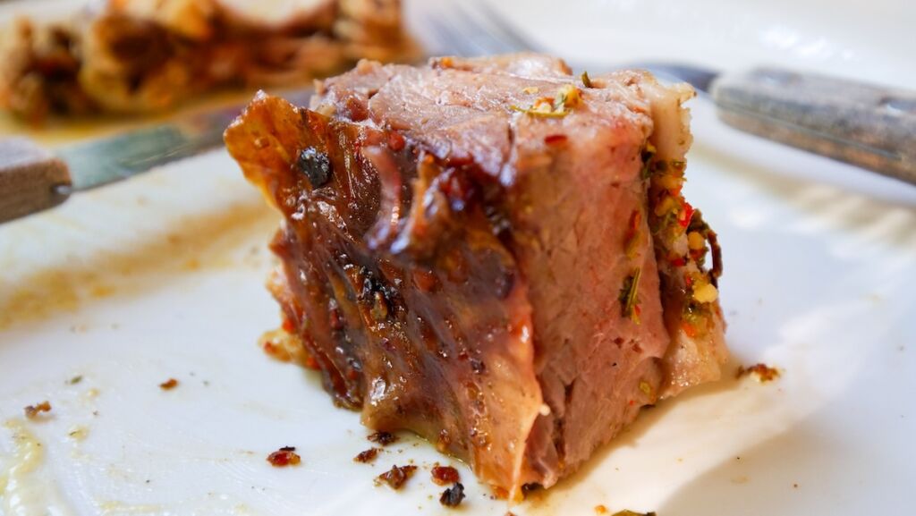 Grilled meat served during Argentine BBQ. 