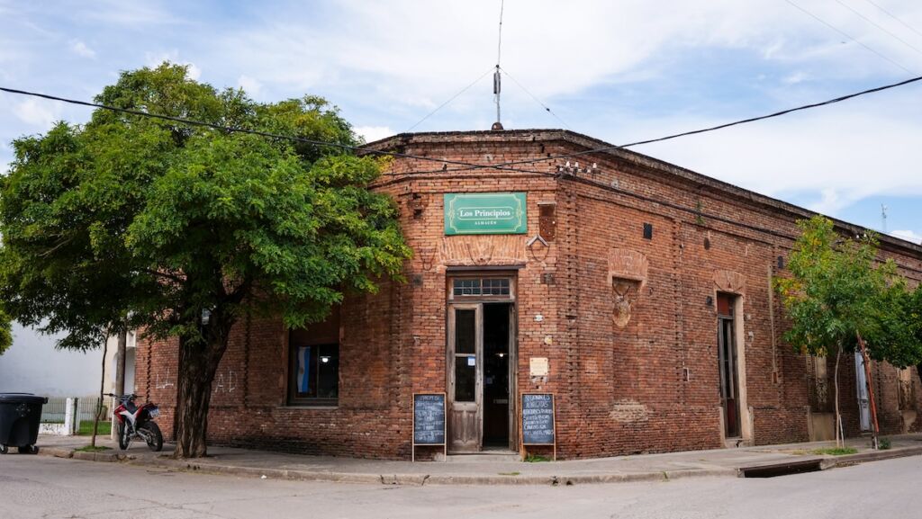 Colonial red brick buildings in San Antonio de Areco, Argentina 