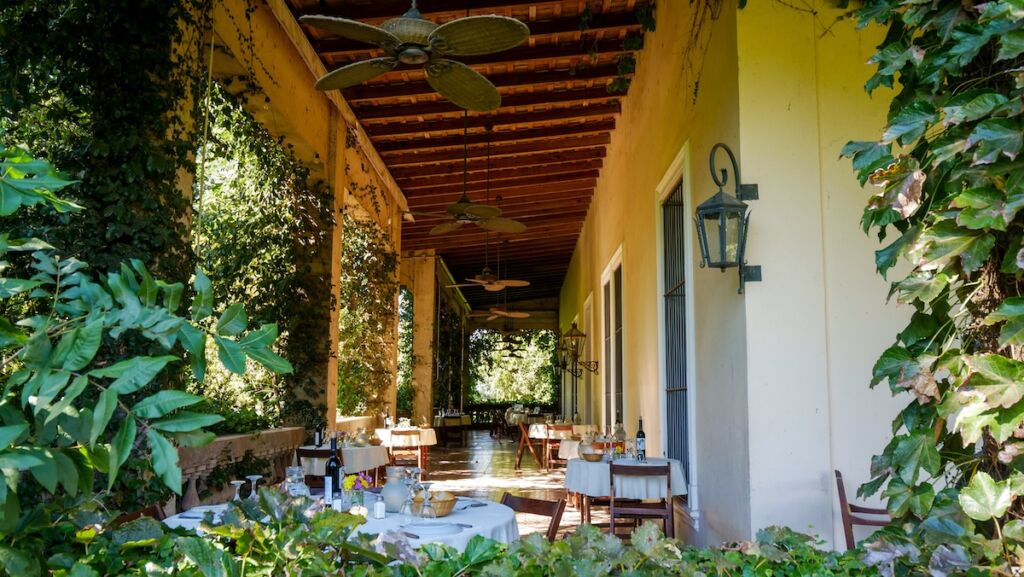 The terrace where lunch is served at Ombu de Areco 