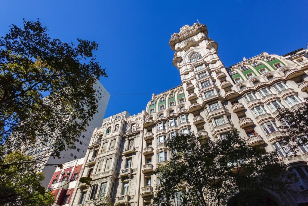 Palacio Barolo as seen from the exterior on Avenida de Mayo in Buenos Aires