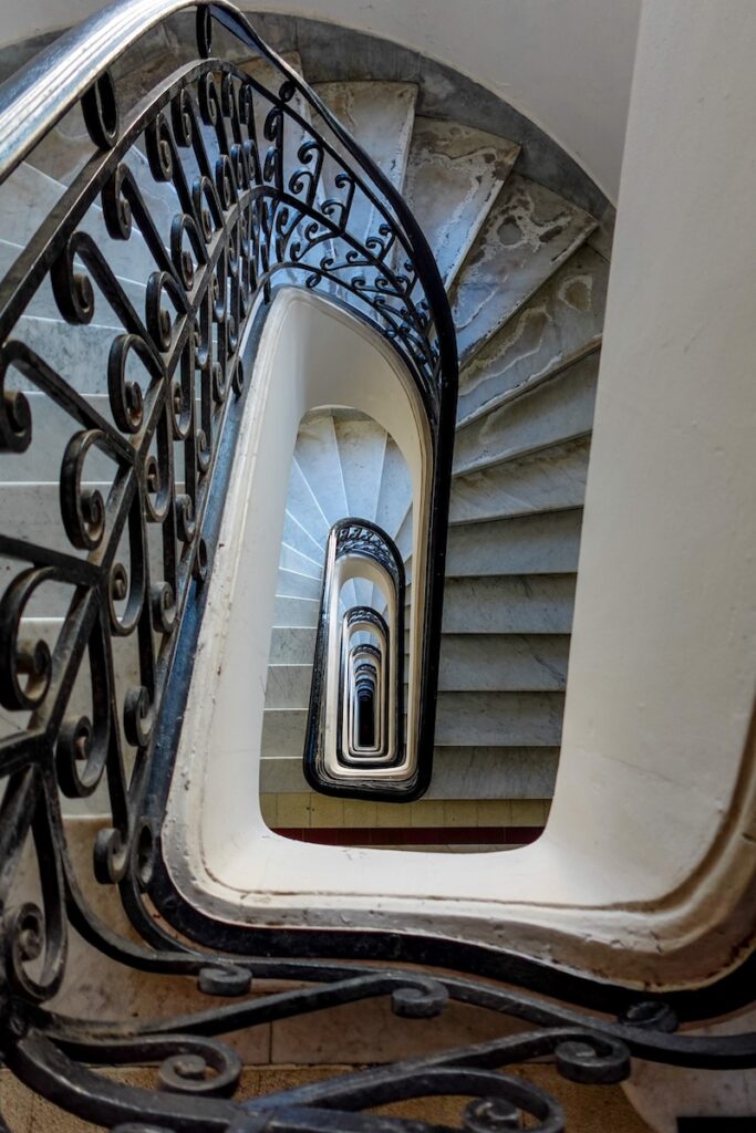 Looking down from the staircase during a Palacio Barolo guided tour 