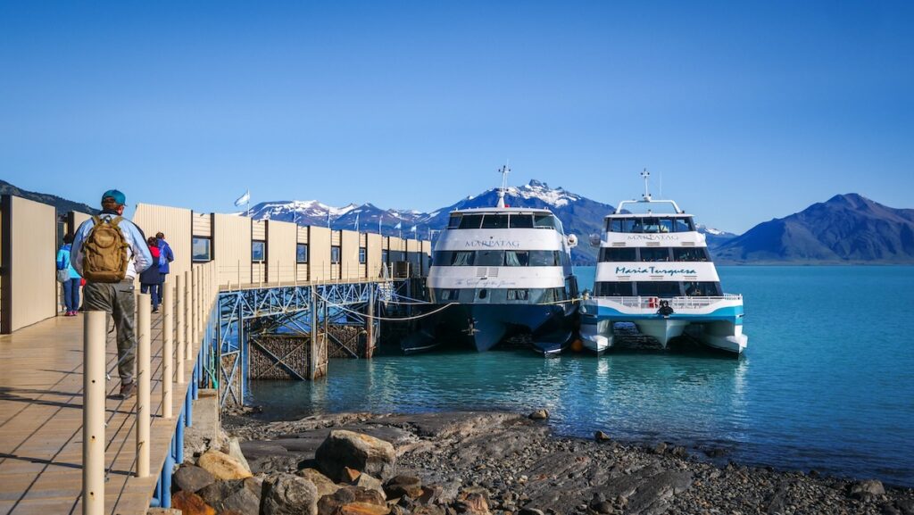 Maria Turquesa ship docked at Puerto Soledad in El Calafate 