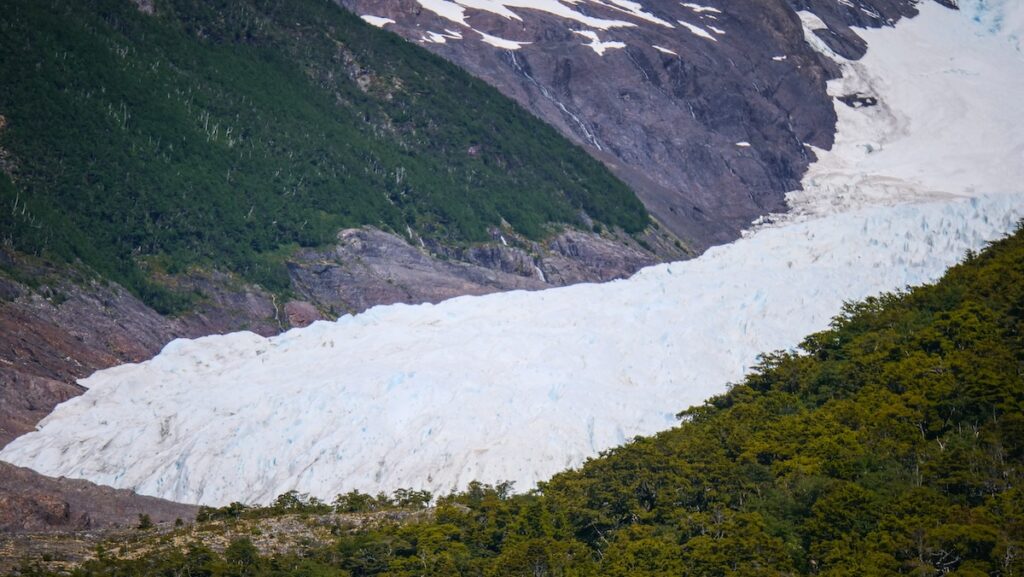 Seco Glacier is a hanging glacier that is currently retreating in Los Glaciares National Park 