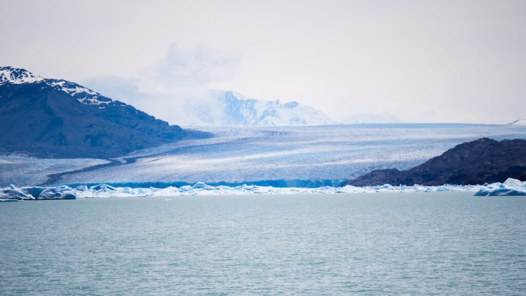 Upsala Glacier is a large valley glacier on the eastern side of the Southern Patagonian Ice Field in Los Glaciares National Park, El Calafate 