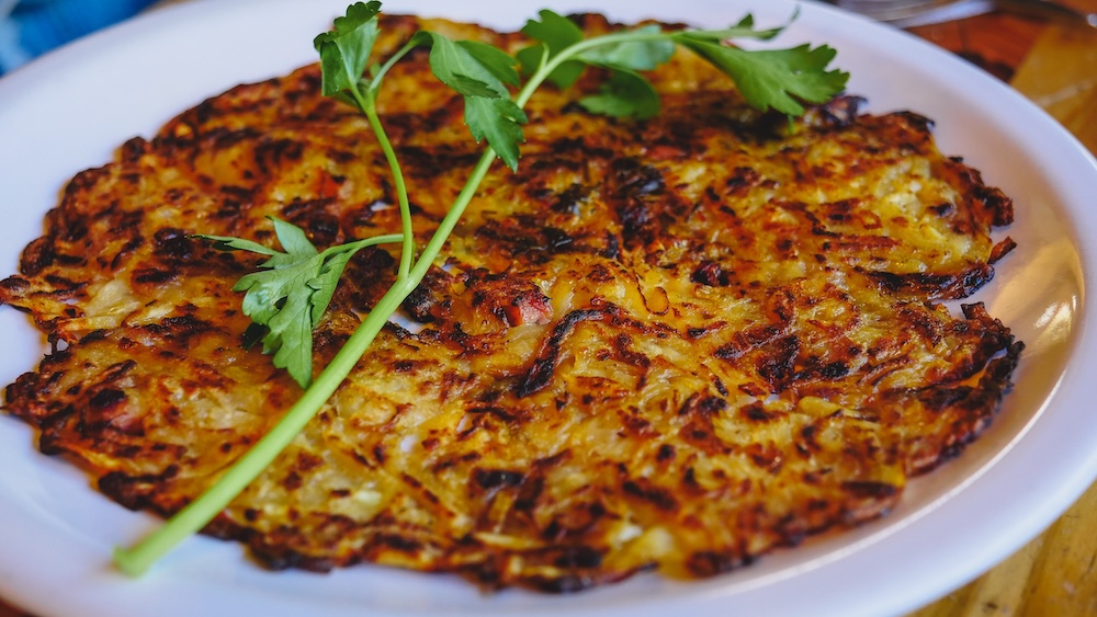 Potato Rosti is a shredded potato pancake 