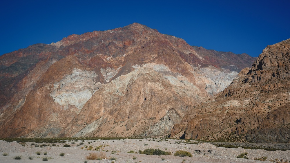 High Andes Mountain peaks in Mendoza Province. 