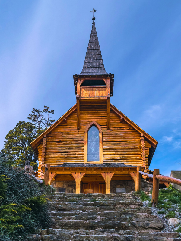 Wooden Chapel Parroquia San Eduardo is situated along Bariloche's Circuito Chico.