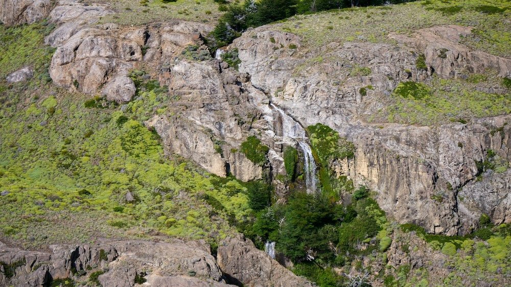 Mirador Cascada Margarita is a waterfall lookout point in El Chalten, Argentina