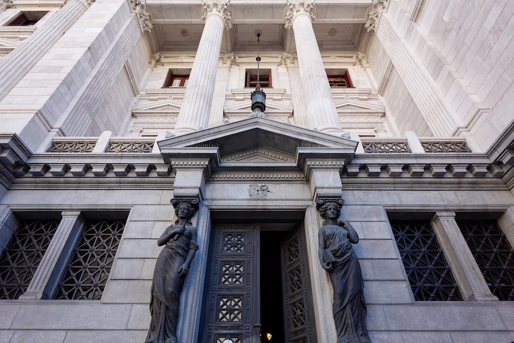 The visitors entrance to the National Congress of Argentina is on Hipólito Yrigoyen 1863