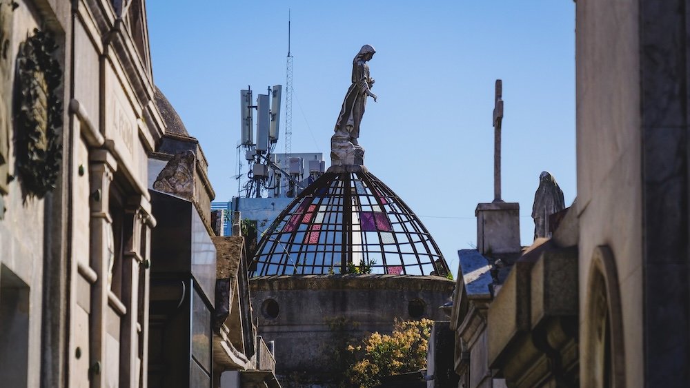 A stained glass dome at one of the mausoleums in Buenos Aires' famed Recoleta Cemetery
