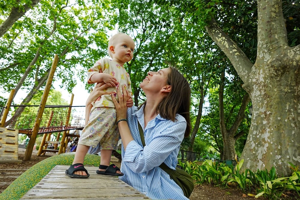 Enjoying the outdoor playground with our daughter at the Museum of Imagination and Play in Buenos Aires, Argentina