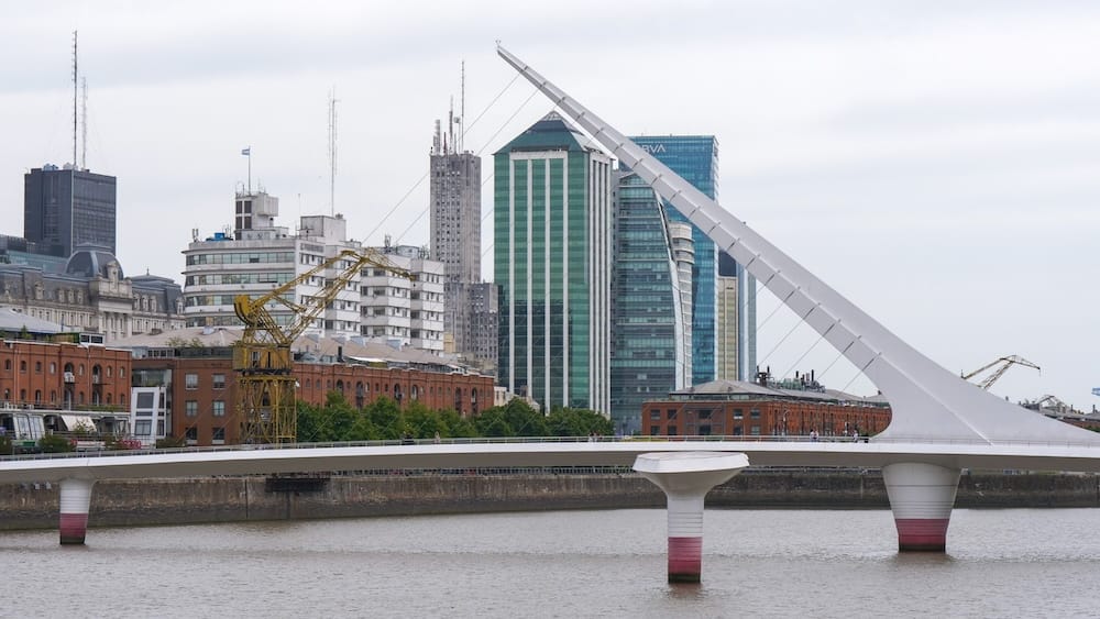 Puente de la Mujer is a bridge in Puerto Madero that is meant to resemble a couple dancing tango.