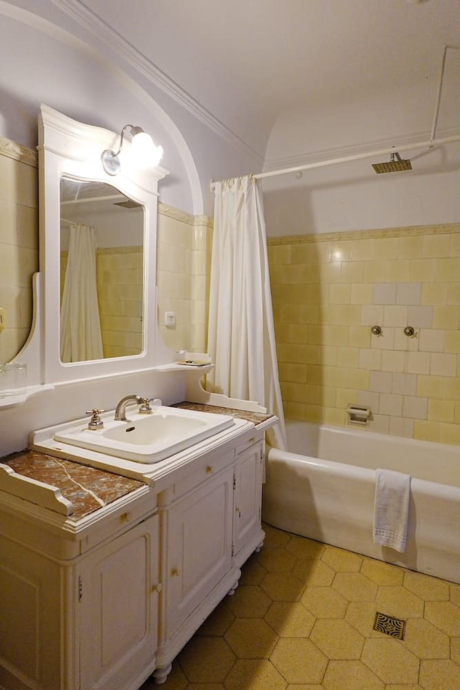 The bathroom of our suite at Estancia Villa Maria was huge and had beautiful tile work.
