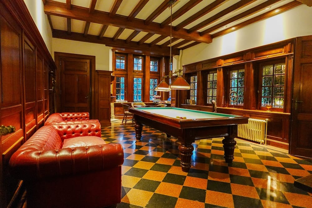 The billiards room where guests can play pool - one of the many things to do when you stay at Estancia Villa Maria.