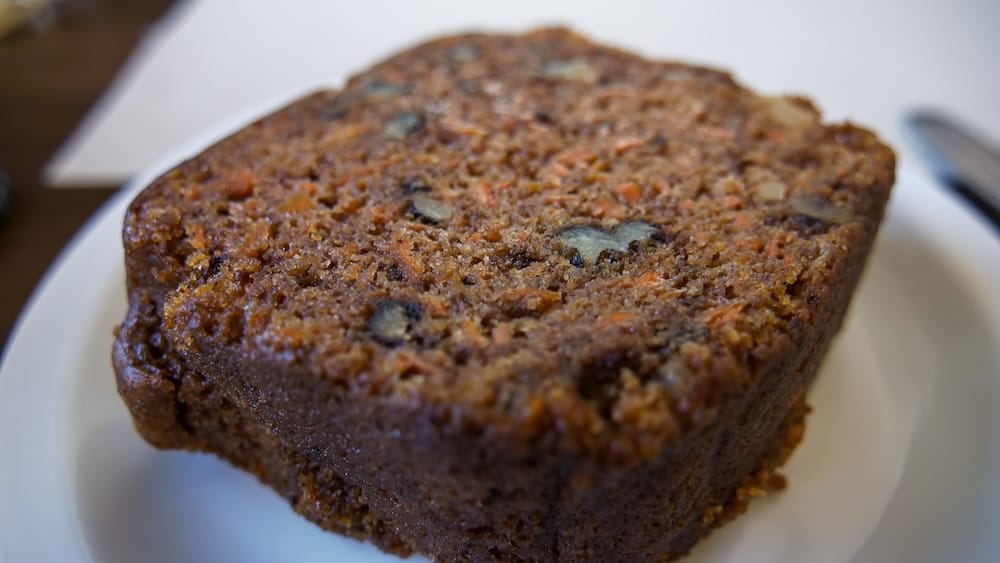 Carrot cake with walnuts at Cafe Puerto Blest