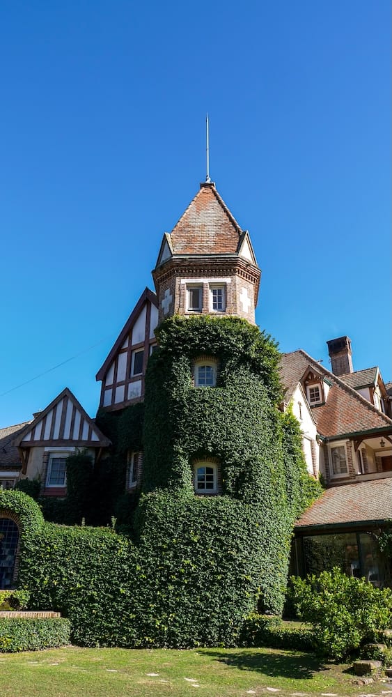 A tower covered in ivy at the main house in Estancia Villa Maria.