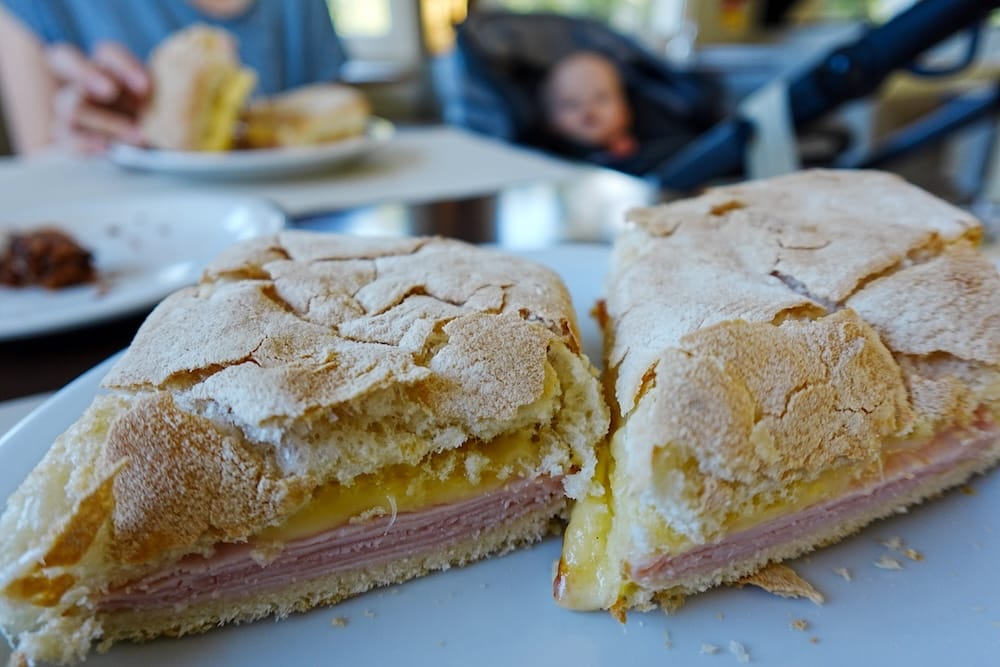 Tostado de jamon y queso, or grilled ham and cheese sandwich, at Cafe Puerto Blest