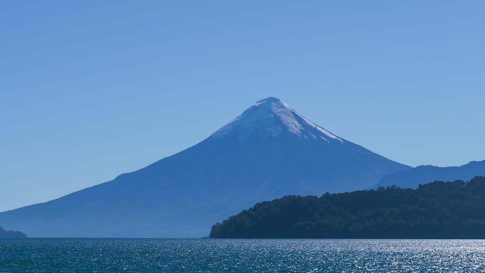Osorno Volcano is Chile's version of Mount Fuji and it can be seen on the cruise across All Saints Lake on the Cruce Andino in Chile.