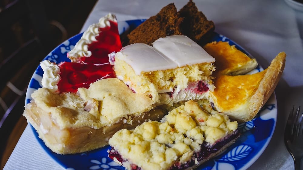 Plate of desserts and pies at Ty Gwyn where we had afternoon tea in Gaiman, Argentina.